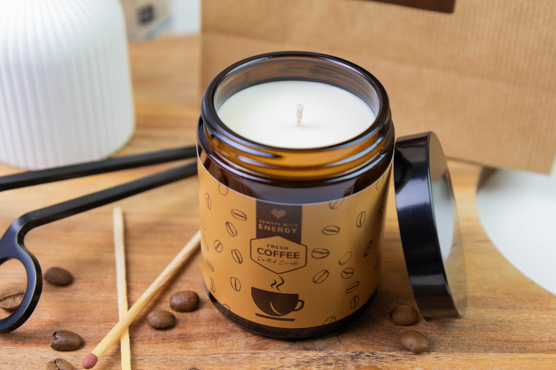 Coffee Scented Soy Wax Candle - Image 9