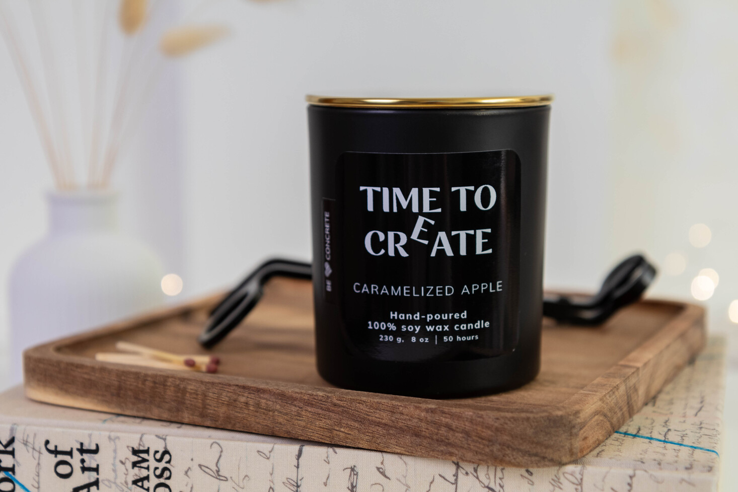 Honey and Sandalwood Scented Soy Wax Candle - Time to Pause - Image 7