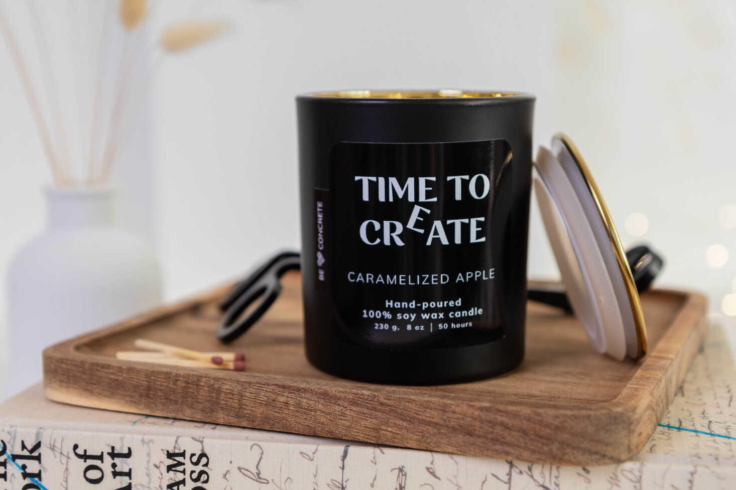 Honey and Sandalwood Scented Soy Wax Candle - Time to Pause - Image 6