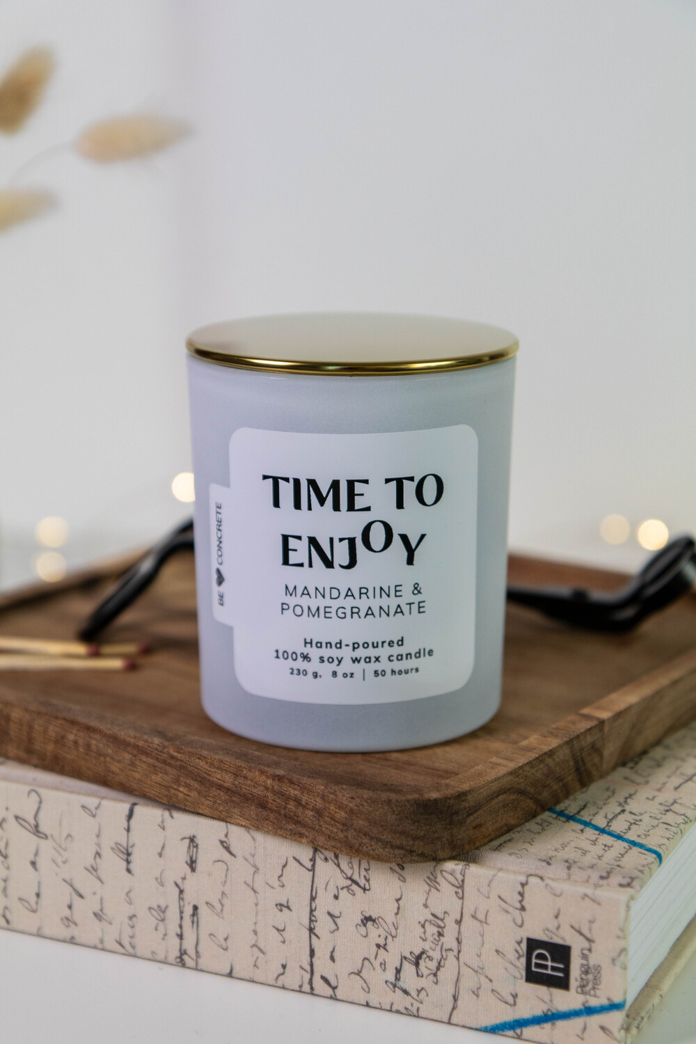 Mandarin and Pomegranate Scented Soy Wax Candle - Time to Enjoy - Image 9