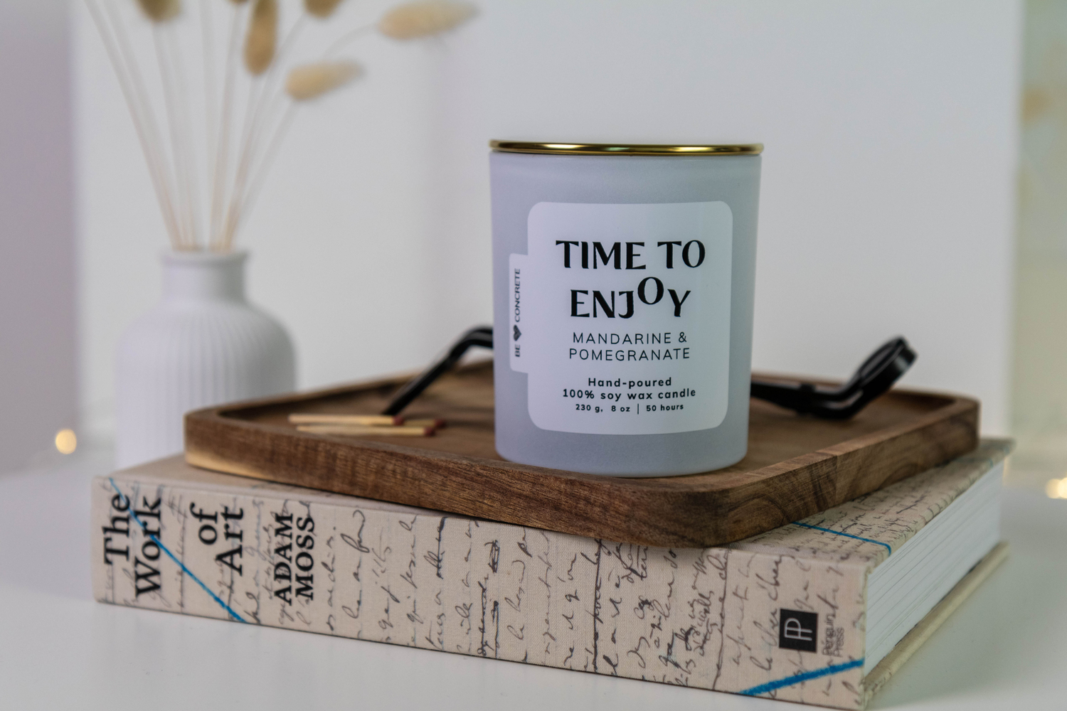 Mandarin and Pomegranate Scented Soy Wax Candle - Time to Enjoy - Image 8