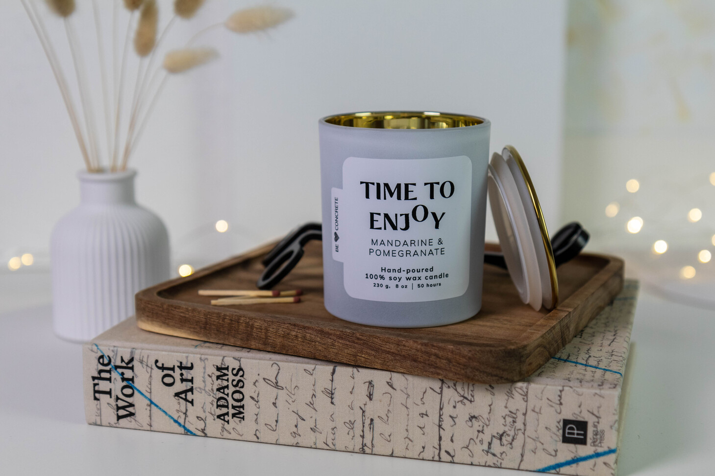 Mandarin and Pomegranate Scented Soy Wax Candle - Time to Enjoy - Image 6