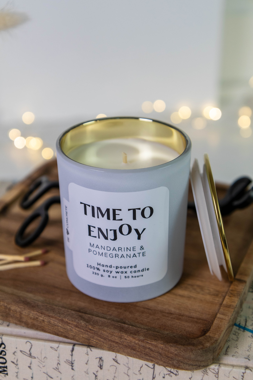 Mandarin and Pomegranate Scented Soy Wax Candle - Time to Enjoy - Image 7