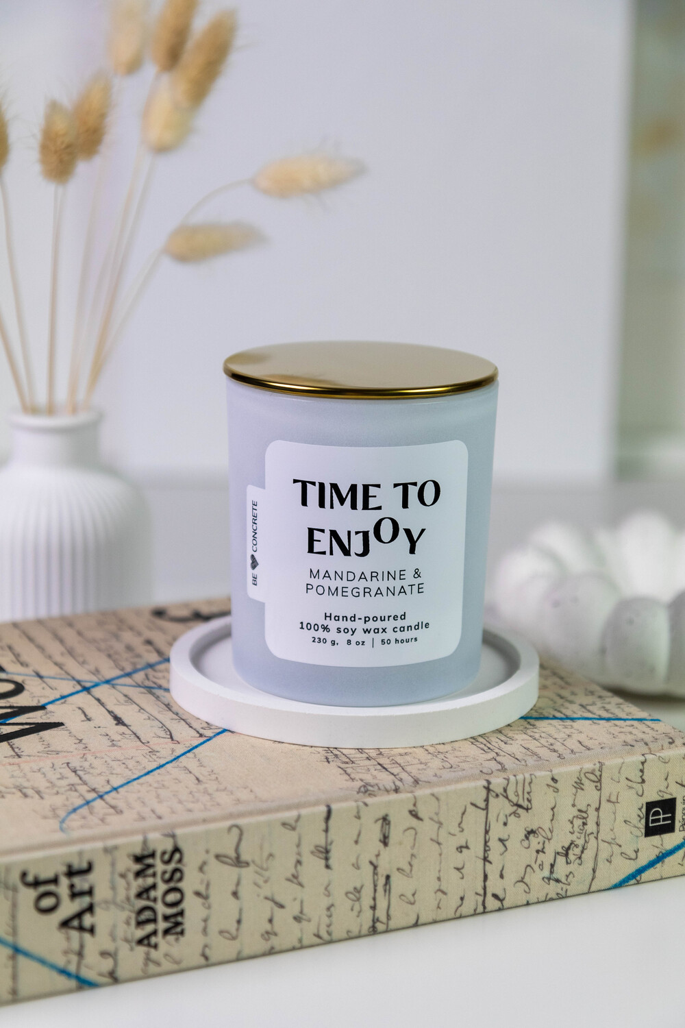 Mandarin and Pomegranate Scented Soy Wax Candle - Time to Enjoy - Image 3